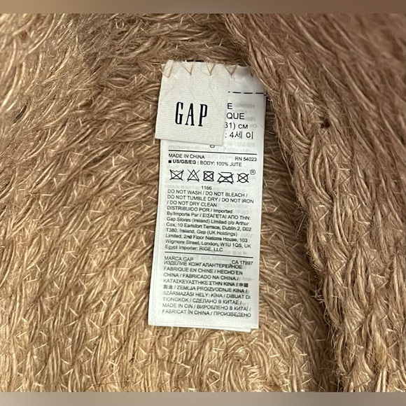 GAP Jute tote bag/crossbody with colorful O-ring top handles and canvas strap. - Picture 7 of 14